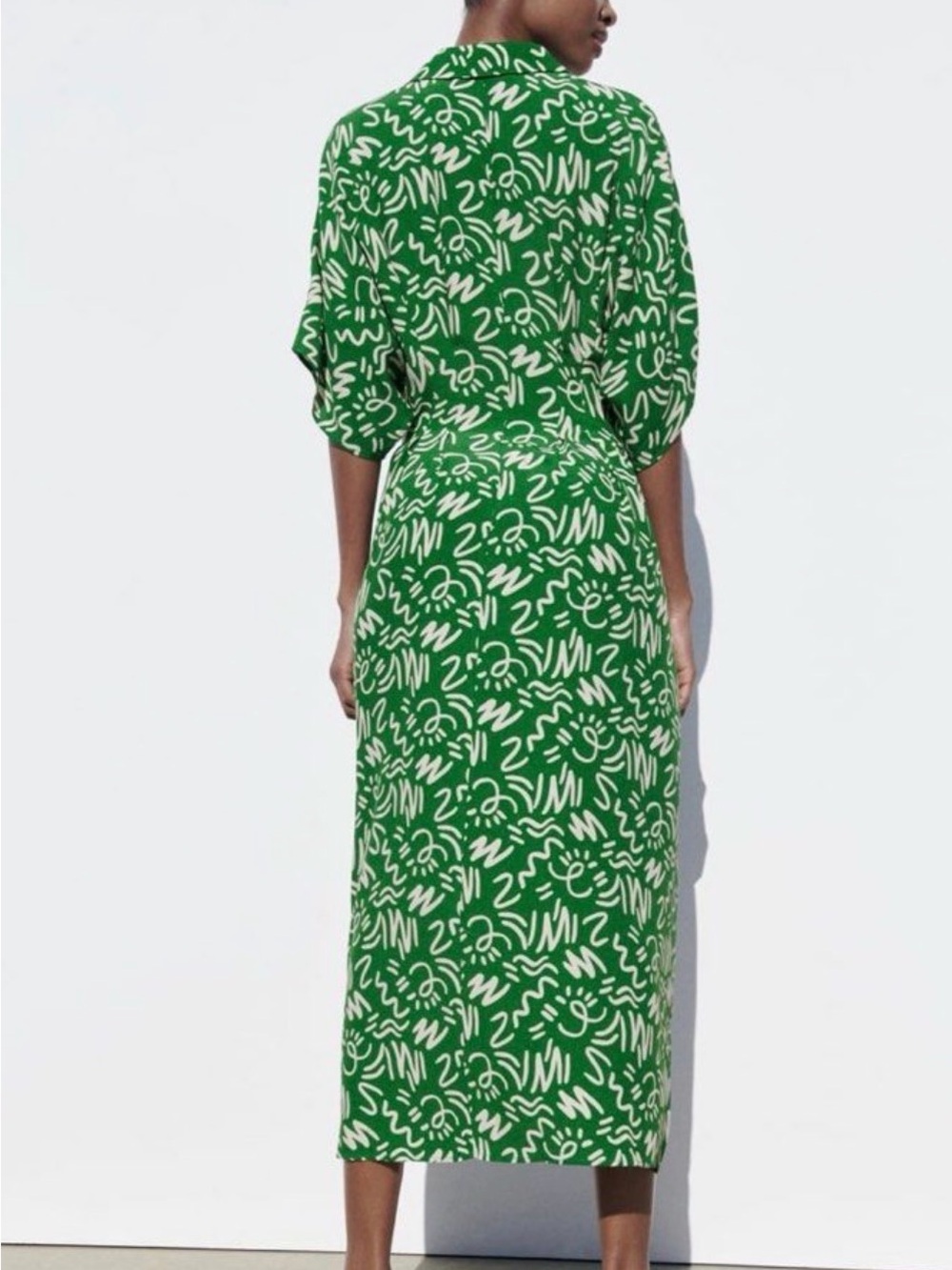 Zara Green Printed V-Neck Maxi Dress - Unbranded - Picture 4 of 16
